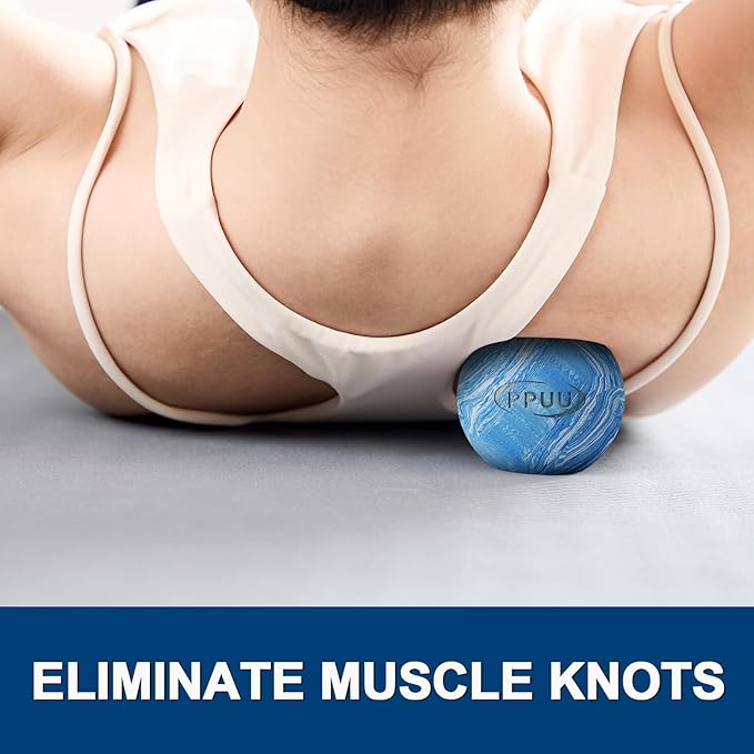 Massage Lacrosse Ball for Myofascial & Trigger Point Release, Muscle Knots, Yoga Therapy – Improves Joint Mobility & Relieves Pain – Shoulder, Back, Plantar Fascia,HIPS– Set of 2 Balls (Blue & Purple)