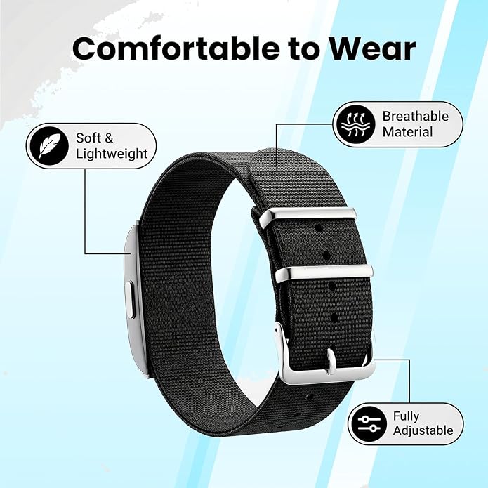 Nylon Strap Compatible with Hume Band - Soft Woven Breathable Replacement Strap Bands for Hume Health Band - 24/7 Wear, Adjustable Sport Wristband - Metal Buckle & Loop Closure for Secure