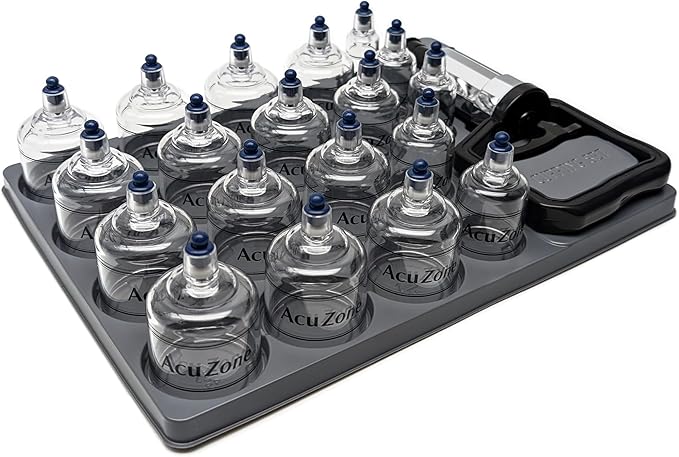 AcuZone Premium 19 Pcs Plastic Cupping Set with Extension Tube
