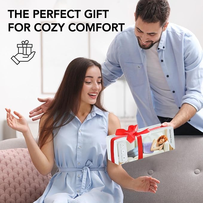 Extra Large Heating Pad for Back Pain Relief - 33"x17" Electric Heat Pad,6 Heat Settings &4 Auto Off, Machine Washable,Overheat Protection,for Shoulders,Neck,Period Cramps,Gifts for Women Men [Gray]