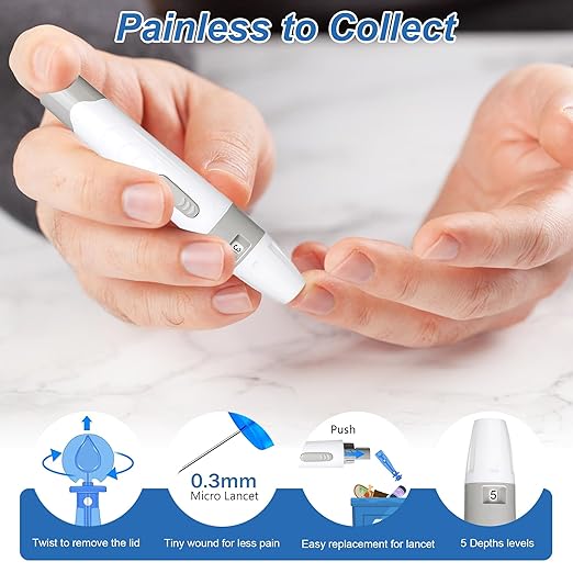 Glucose Monitor Kit, High Accuracy Blood Sugar Testing Kit with 100 Glucometer Strips & 100 Lancets, Larger-Screen Glucose Monitor with Lancing Devices, No Coding, Portable for Home or Travel