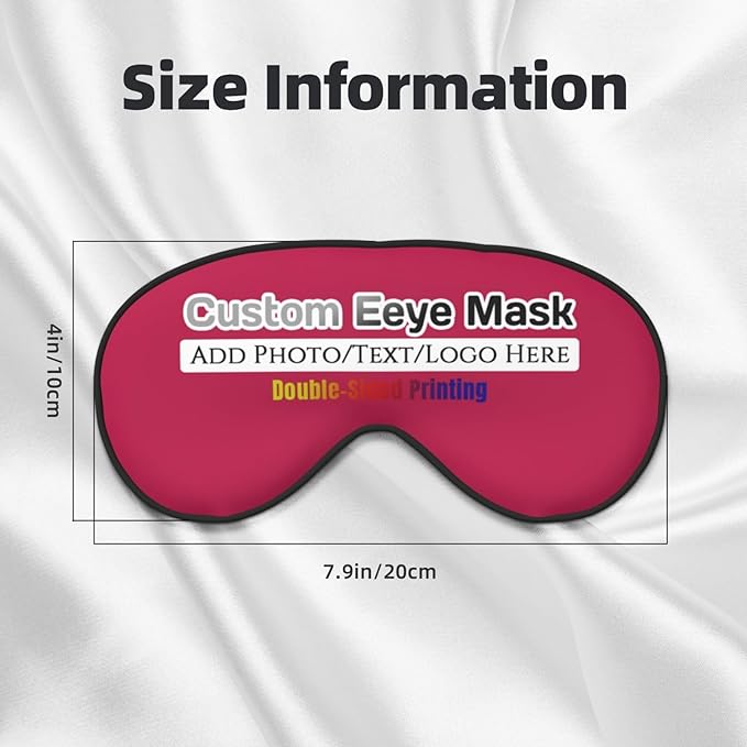 Personalized Eye Mask Add Picture Text Image Logo Custom Travel Sleeping Masks for Home Office Customized Sleep Mask for Men Women Blocks Light Adjustable Strap Fuchsia