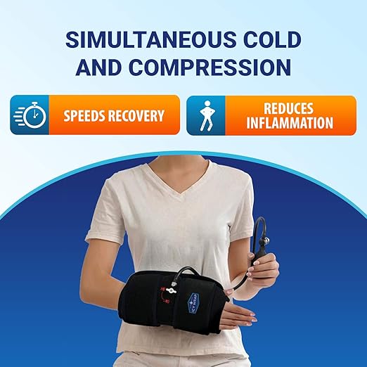 Cold Pack Compression Wrap for Hand, Wrist, Arm – by Icy Wrap - Ice Pack Therapy Cryo-Cool Flexible Treatment for Injuries, Aches, Swelling, Sprains, Inflammation