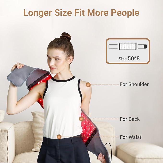 Comfytemp Red Light Therapy Belt with 126 LEDs, Wearable Red Light Therapy for Body, 660nm & 850nm, Gifts for Her Women Mom, 22W Light Wrap with Timer for Joint Muscle(Corded)