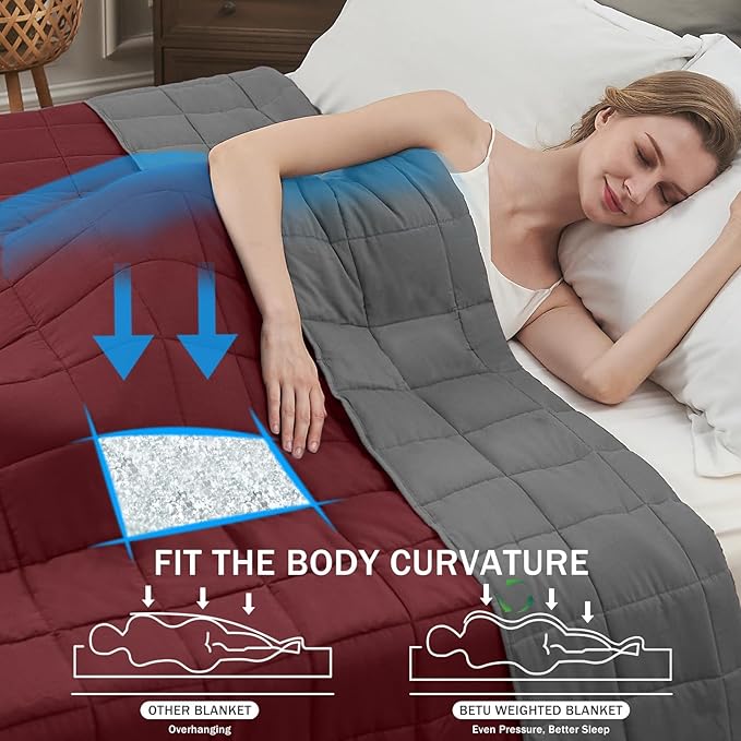 Weighted Blanket for Adults 12lbs, 48"x72", Twin Full Size Cooling Heavy Throw Blanket for 110-130lbs, Microfiber Soft Thick Big Blankets Weighted Comforter Gift for Sleeping, Red Grey