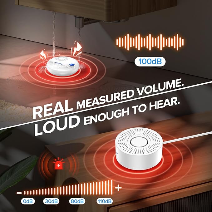Nuleto WiFi Water Leak Detector 1s,Smart Water Sensor Alarm,Water Alarm with SMS,Phone Call,APP Push,492ft for Home,Basement,Kitchen,3 Pack,2.4G WiFi Only