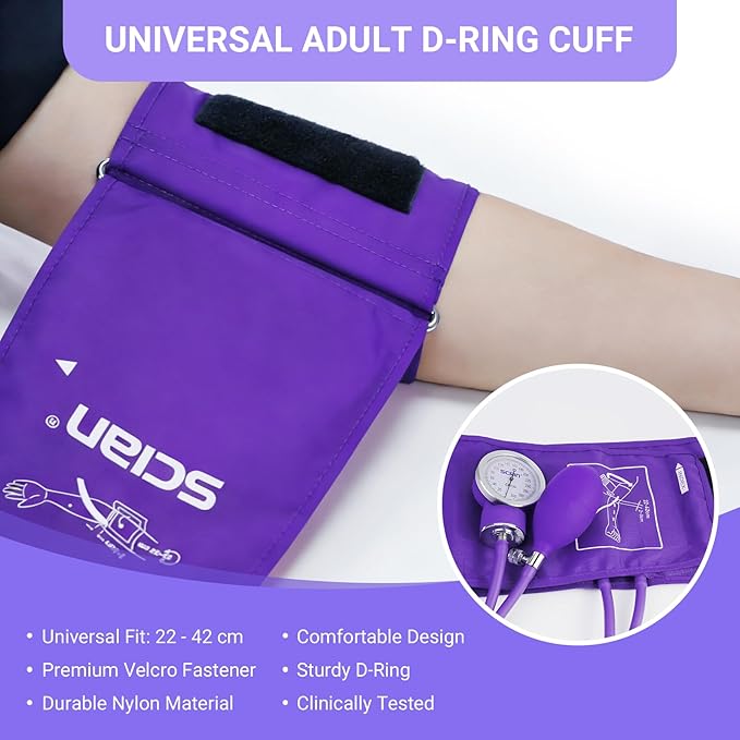SCIAN Manual Blood Pressure Cuff - Aneroid Sphygmomanometer with European Cuff 8.7-16.5" and D-Ring, Come with Carrying Bag for Nurse Doctor Senior Adult, Purple