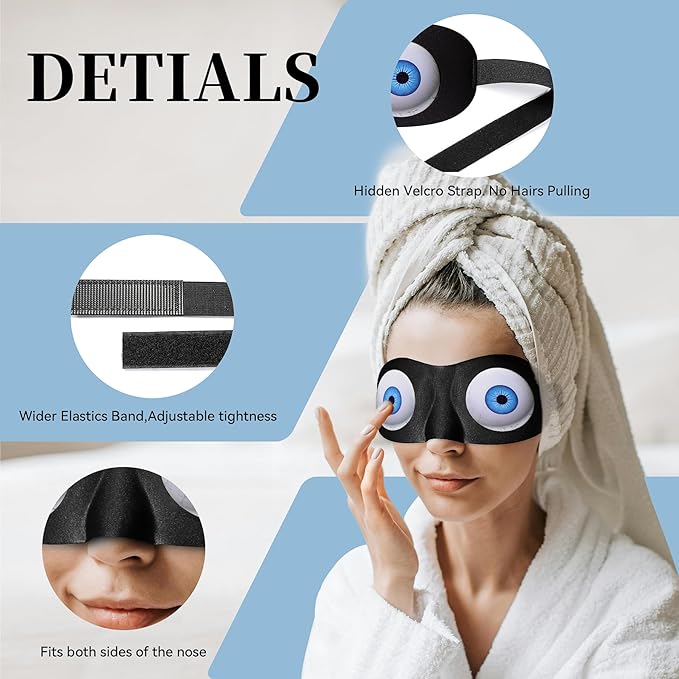 SkiBeau Cute 3D Sleeping Eye Mask Funny Blindfold 2 Pack Travel Sleep Masks Super Soft Weird Eye Cover for Men Women and Kids