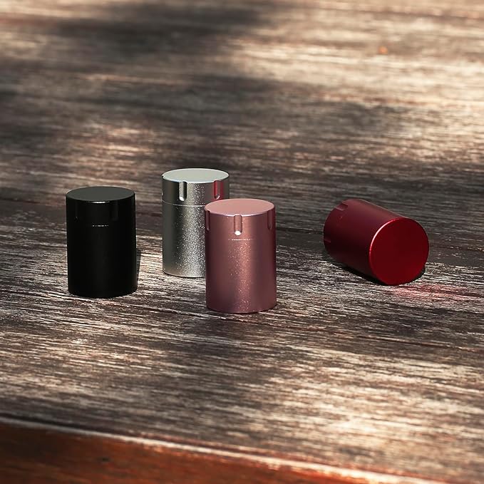 Portable Metal Small Pill Case, Aluminium Alloy Round Pill Box for Travel, Waterproof Pill Box Organizer, Pocket Daliy Pill Holder Pill Container for Medicine Vitamin Fish Oils (Red)
