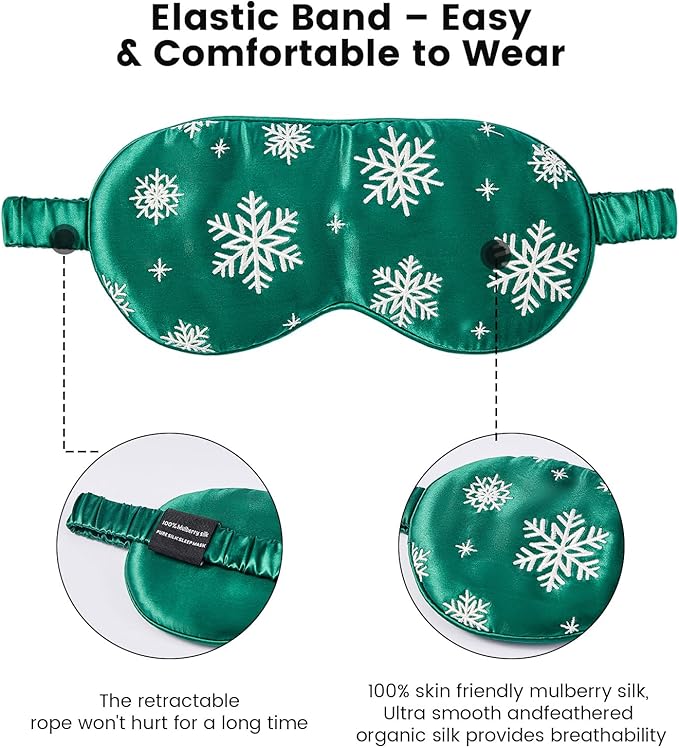 Formé & Found Luxury Silk Sleep Mask – 100% 6A Mulberry Silk, 22 Momme | Ultra-Soft Breathable Eye Mask with Comfortable Elastic Band | Premium Sleep Aid & Gift for Women & Men(Sante Green)