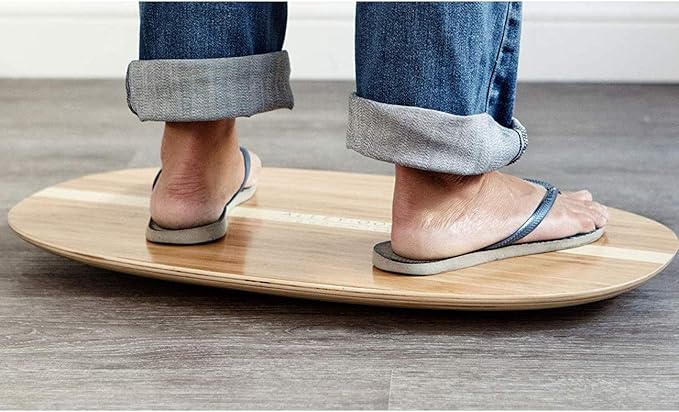 JumpSport AlleyOOP Standing Desk Balancing Wood Rocker Board for Better Stability and Anti-Fatigue Cushioning, Cherry, Medium, Model: WRF-S-21711-00