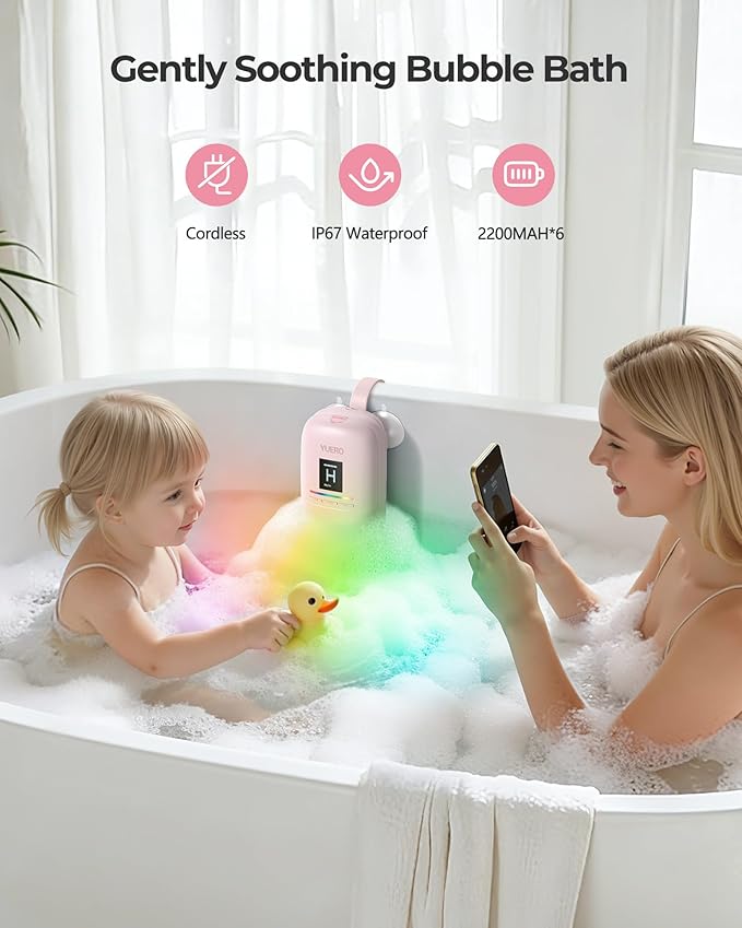 Bath Jets for Tub, Bath Jet or Bubble Mode, Cordless Waterproof Portable Bathtub Accessories with 3-Level Adjustable Speed, Bathtub Jets Massage for Home Spa, Travel Massage, Relaxing, Soothing