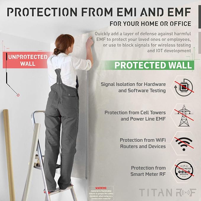 Mission Darkness TitanRF Faraday Fabric Pro Construction Kit 50 Yards // 44" W x 150'L Fabric + 20' Tape Military Grade Conductive Material Blocks RF Signals, WiFi, Cell, Bluetooth, RFID, EMF