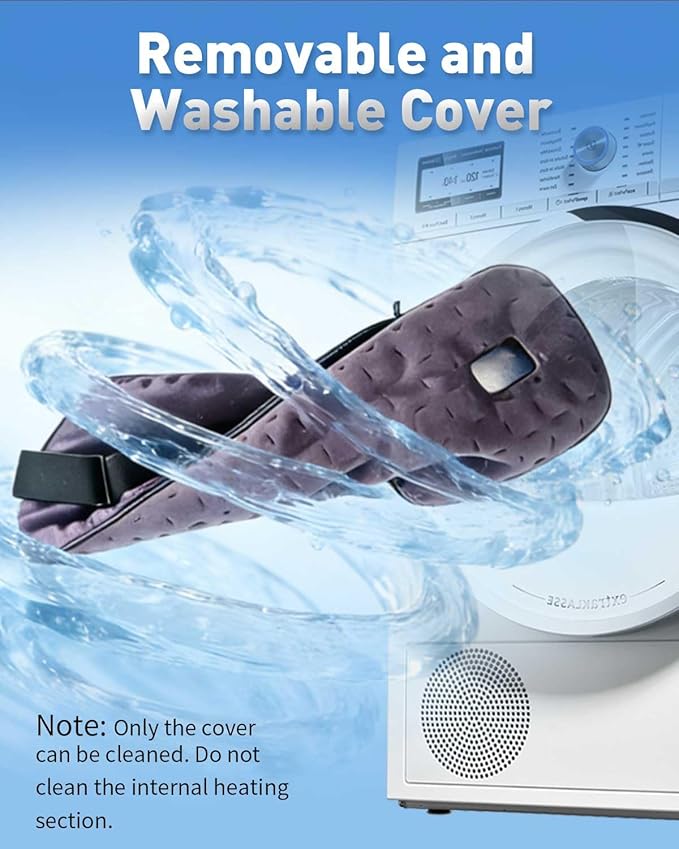Cordless Heated Eye for Dry Eyes with 6 Timers | 35-65℃ Stepless Precision Warm Eye Compress 1500mAh | Washable Heating pad for Eye Care,Purple