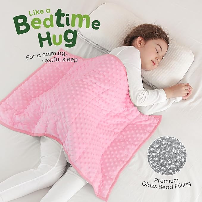 Sivio Weighted Lap Blanket, Minky Dots Weighted Blanket,Soft and Cozy Cooling Heavy Blanket, Calm and Nap, School and Home,2lbs 20 x 30inches, Pink