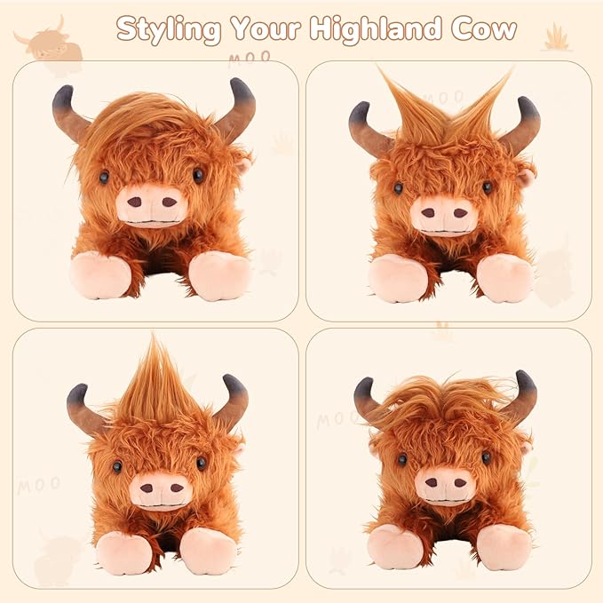 Highland Cow Heating Pad for Period Cramps Menstrual Pain Relief, Portable Electric Heat Pads USB Powered, Cute Cows Plush Stuffed Animals Gift, Funny Gifts for Women Teen Girls Birthday Christmas