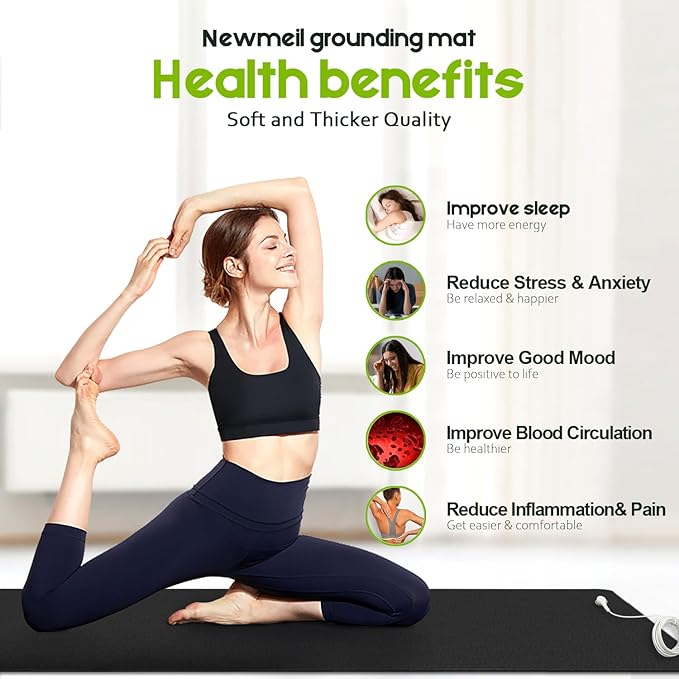 Grounding Mat for Sleeping, Carbon Leatherette Grounding Pad for Bed, Foot and Computer - Relieves Pain, Stress & Inflammation, 39 * 11.8in Earth Mat Home Office Travel