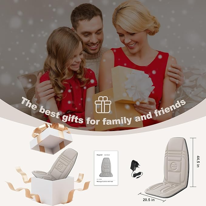 Vibration Back Massager with Heat, Massage Chair Pad with 10 Vibration Motors & 2 Heating Levels, Chair Massager for Recliner, Sofa, Beige