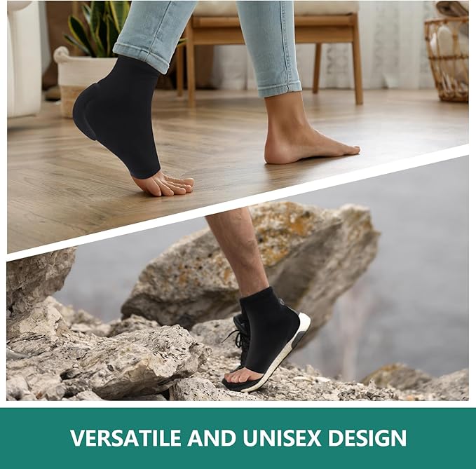 Welnove Achilles Tendonitis Heel Protector Socks - (FSA & HSA) Achilles Tendon Support Compression Socks - Gel Padded Sleeve for Cushion & Protection of Bursitis, Tenderness, Dry Cracked, Regular
