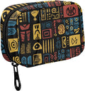 Fustylead African Tribal Ethnic Style Symbols Ornaments Travel Pill Case Bag with Zipper Weekly Pill Box 8 Compartments 7 Day Personal Pill Case Purse Medicine Case Organizer