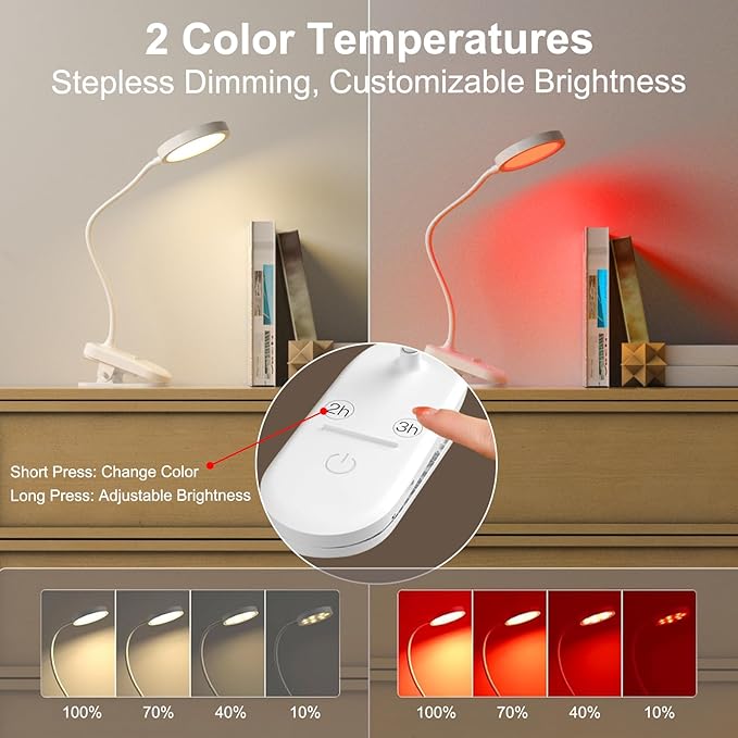 Red Light Therapy 625nm, LED Happy Lamp 4500K, Sleep Aid Lamp Blue Light Blocking Dimmable for Deep Relaxation Travel Meditation and Yoga, Reading (White)