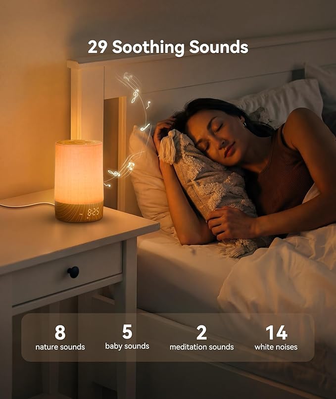 Dreamegg Sunrise Alarm Clock - Sound Machine with 29 Soothing Sounds, Cold & Warm Light Mode, Favorite Mode, 20-level Brightness, Dimmable Display, Wake Up Light & White Noise Machine for Home, Office