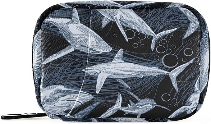 Shark Pill Box 7 Day Pill Case Travel Pill Organizer Bag with Zipper Portable Weekly Vitamin Medicine Supplement Holder Pouch Bag