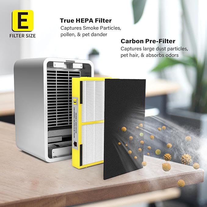 4 Pack FLT4100 Replacement Filter E for Guardian AC4100, AC4100CA, AC4150BL, AC4150PCA, AC4150P, 4 Filter & 8 Activated Carbon Filter