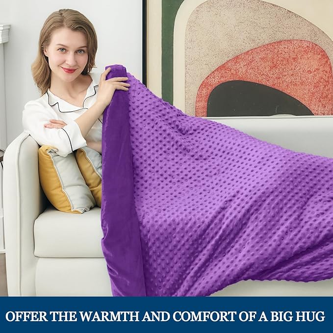 yescool Weighted Blanket (15 lbs, 48" x 72", Violet) Heavy Blanket for Sleeping Perfect for 140-160 lbs, Breathable Blanket with Premium Glass Bead, Machine Washable