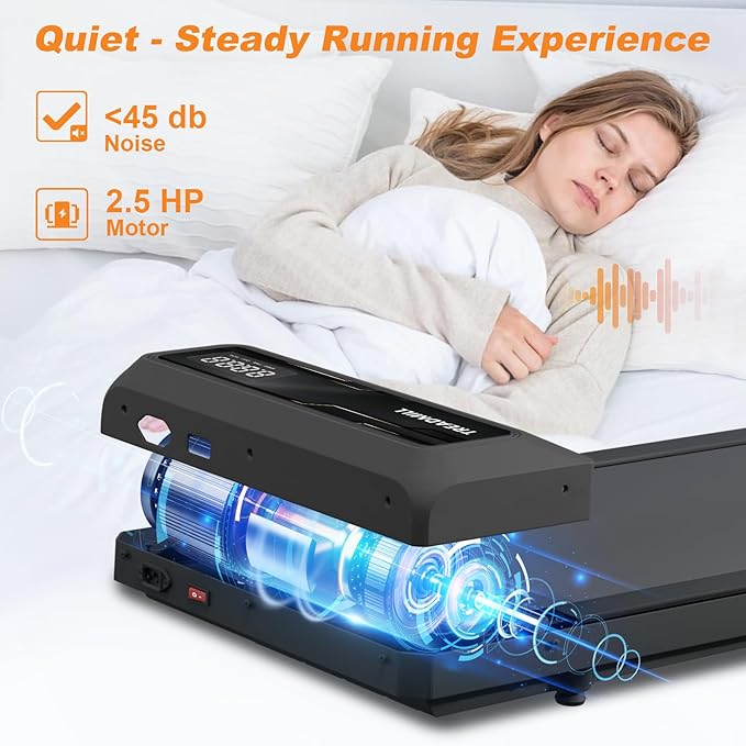 Treadmill Walking Pad with Handle, Walking Pad with 0-10% Incline, 3-in-1 Portable Under Desk Treadmill for Home Office Use, Large Screen, Remote Control, Powerful Motor