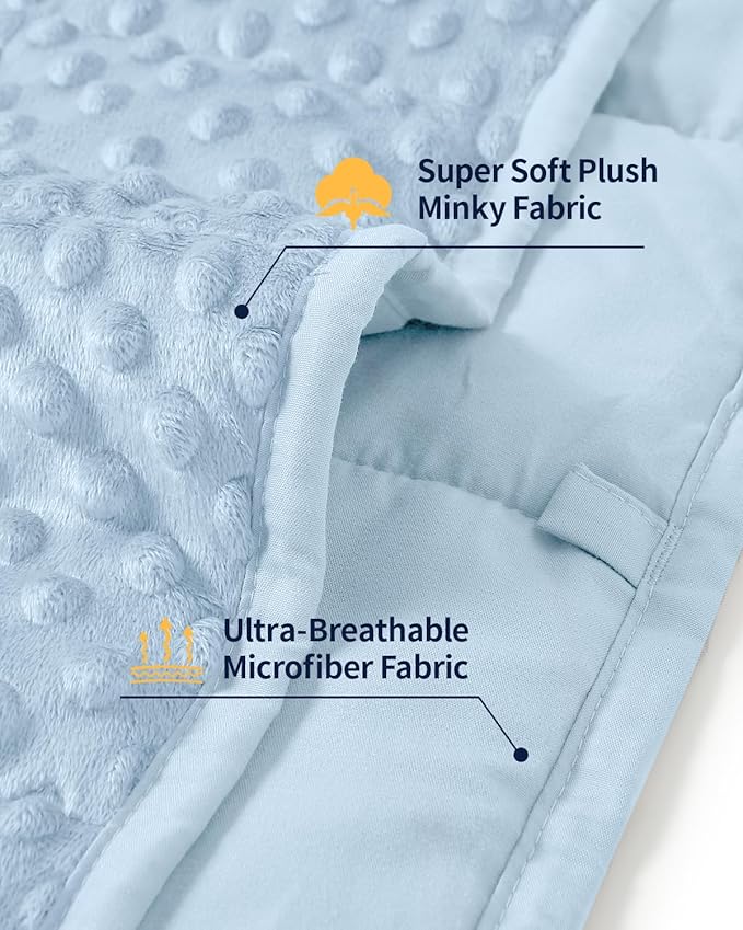 Mr. Sandman Weighted Blanket for Adults Queen Size 15 lbs, Soft Cooling Heavy Minky Blanket for Sleep, Washable Throw Blanket with Glass Beads, 60 x 80 Inches, Light Blue