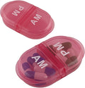 Deke Home - Pill Organizer AM PM, 2 Compartment Pill Box for Pocket or Purse, Small Daily Medicine Case, Travel Pill Holder, Easy Open Pill Container for Seniors, Vitamins & Supplements (Pink)