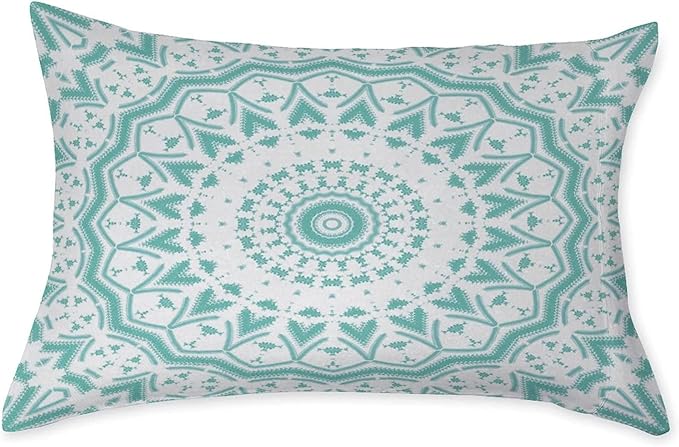 XISUNYA Decorative Bedding Sheet Set Twin Size, Aqua Deep Pockets Fitted Sheet & 2 Pillowcases Set(No Flat Sheet), Mandala Tribal Design Tie Dye Floral Leaves Art Print Microfiber 3pc Bed Sheets Set