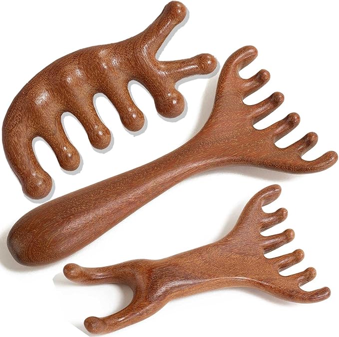 Wooden Scalp Massager, Foot Massage Tool, Scalp Massager Hair Growth - Sandalwood