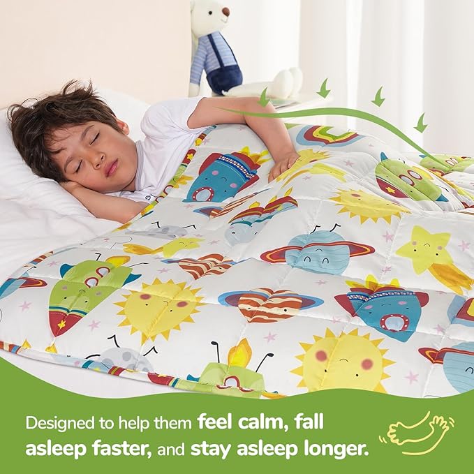 Sivio Weighted Blanket 3lbs, White Small Cooling Heavy Blankets, Washable Breathable Throw Blanket for Sleep, 36"x48"-3lb,Rocket