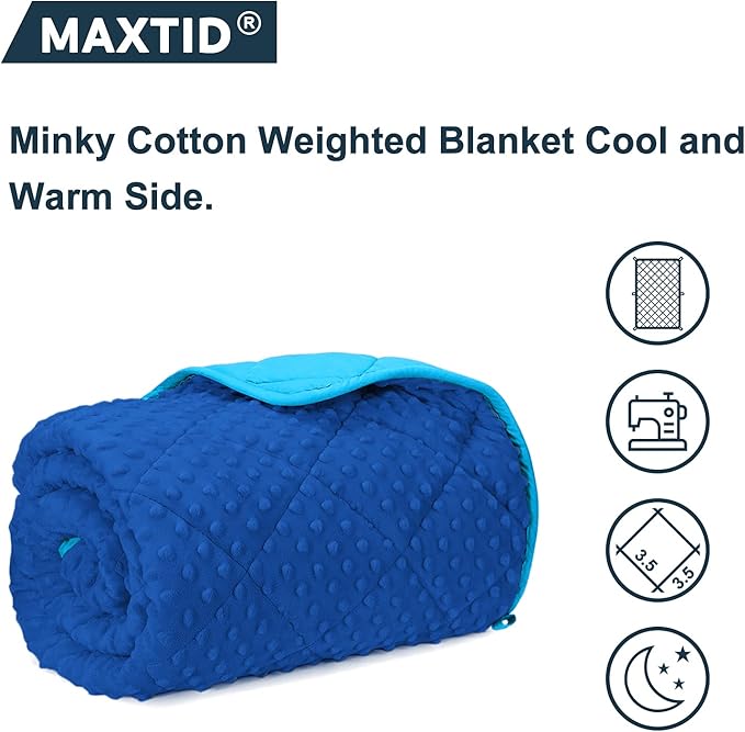 MAXTID Weighted Blanket for Kids 3lbs Blue 36inx48in for Boys and Girls Heavy Blanket for Children Comfort Sensory Blankets