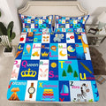 Feelyou Kids ABC Alphabet Bed Sheet Set Full Size, Educational Fitted Sheet Boys Girls Learning Bedding Set Teens Bedroom Decor with 2 Pillow Case (No Flat Sheet)
