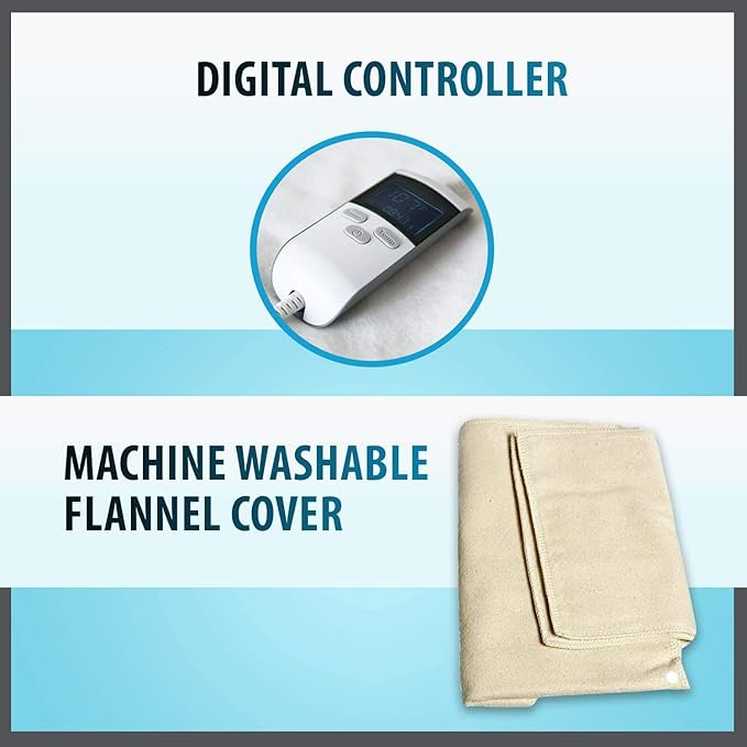 Professional Grade Heating Pad with Automatic Moist Heat by ThermoRelief, Extra HOT Heating for Deep Penetrating Heat - 2nd Gen Version (King Size Digital - 26" by 14")