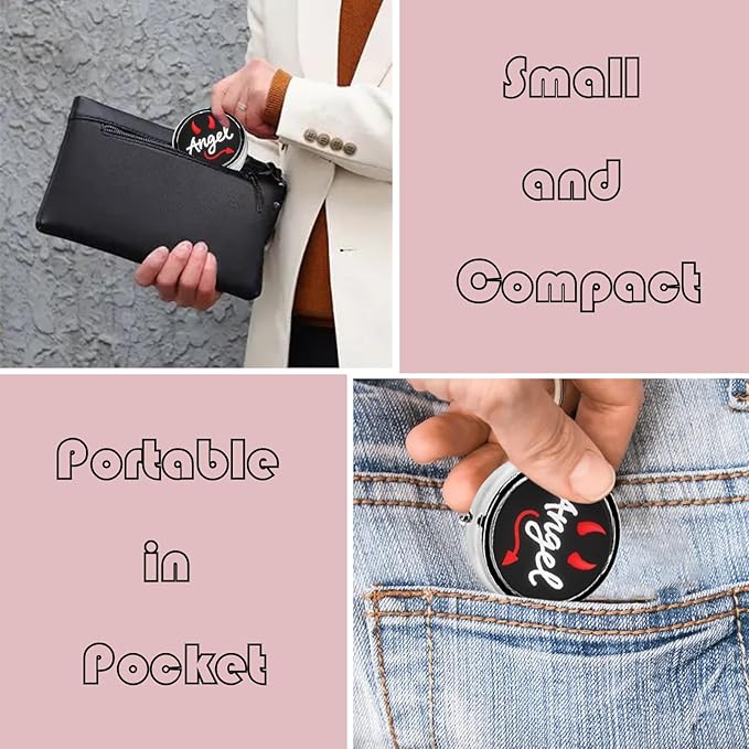 Metal Pill Organizer - 3-Compartment Mini Round Pill Case for Pocket & Purse, Portable Vitamin Holder, Easy-Open Design for Travel - Angel