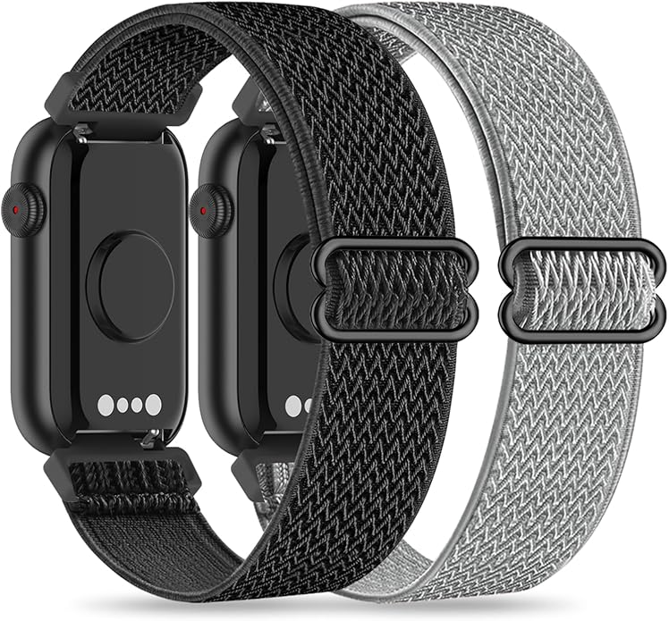 2 Pack Stretchy 16mm Nylon Bands Compatible with FITVII HM08/MorePro HM08/Amzhero-Runfit D26/KALINCO Slim Fitness Tracker