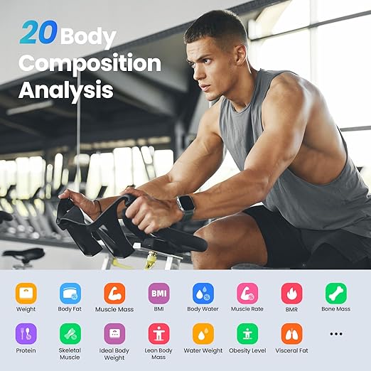 Smart Scale for Body Weight, BMI, Body Fat, Muscle Mass, Digital Bathroom Weight Scale with 4.3" Color Display, 20 Body Composition Scale, High Accurate Wi-Fi & Bluetooth Scale 400 lbs, 11.8"