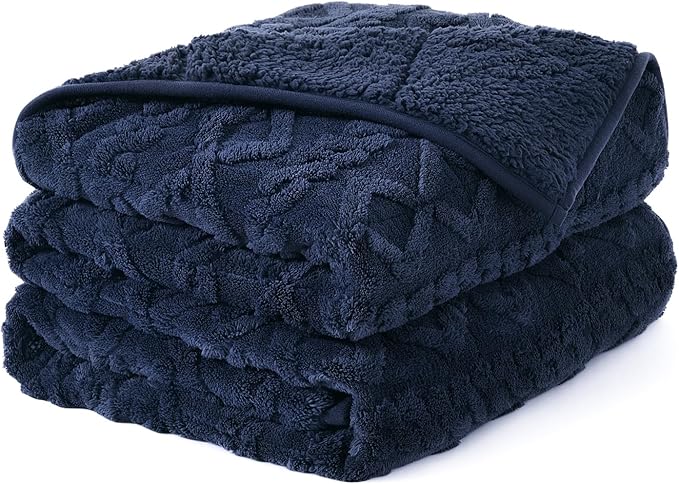 Topblan Weighted Blanket for Adults, 48" x 72" 15lbs, Soft Sherpa Twin Size Heavy Blanket with 3D Jacquard Flannel Fleece Weighted Blankets for Couch and Bed