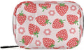 Strawberry Fruits Floral Pill Box 7 Day Pill Case Travel Pill Organizer Bag with Zipper Portable Weekly Vitamin Medicine Supplement Holder Pouch Bag