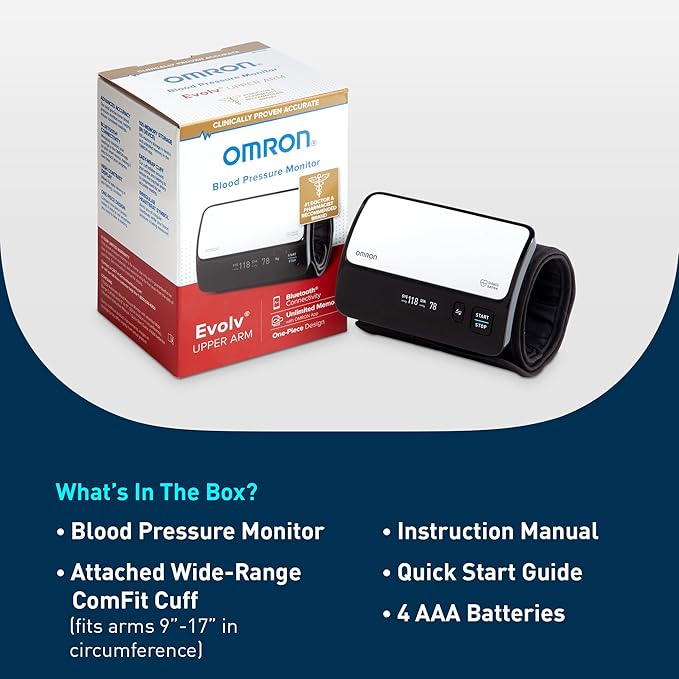 OMRON Evolv Wireless Blood Pressure Monitor for Home Use & Upper Arm Blood Pressure Cuff - #1 Doctor & Pharmacist Recommended Brand - Clinically Validated - Connect App