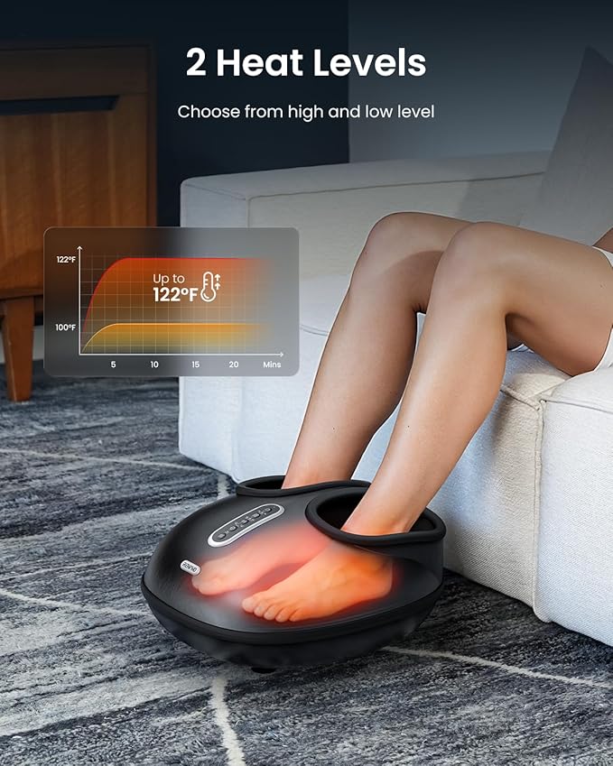 RENPHO 2026 [Upgraded] Foot Massager with Heat, FSA Eligible Shiatsu Foot Massager for Plantar Fasciitis, Deep-Kneading, Air Squeezing Feet Massager, Birthday Gifts for Women Mom Size 12