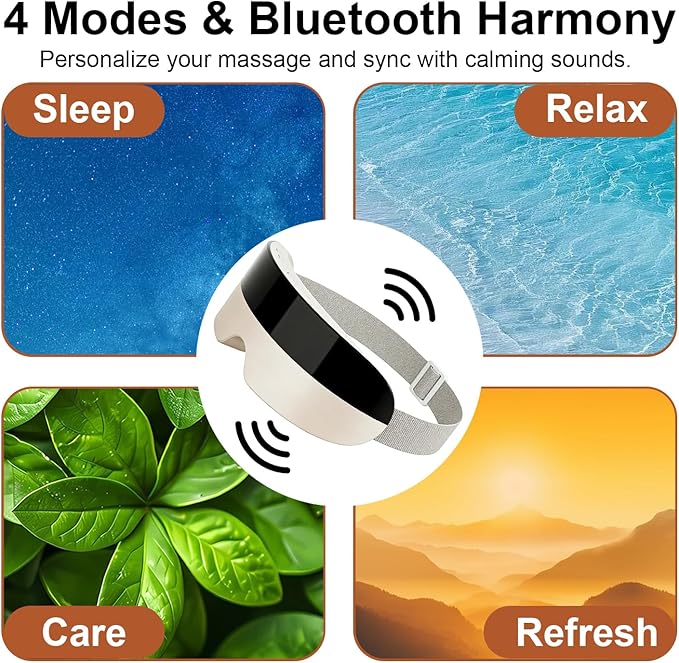 Eye Massager with Heat and Cooling - with Atomization Function, Smart Heated Eye Mask with 3D Massage, Bluetooth Music, for Office, Travel, Home Use, Portable and Gifts for Women and Men