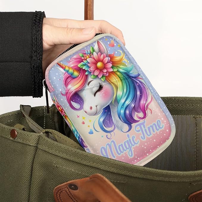Animal Flower Rainbow Unicorn Travel Pill Organizer Box Weekly Portable Pill Case Daily Pills 7 Day Small Birth Control Pills Container Removable Compartments for Medicine Vitamins Fish Oil