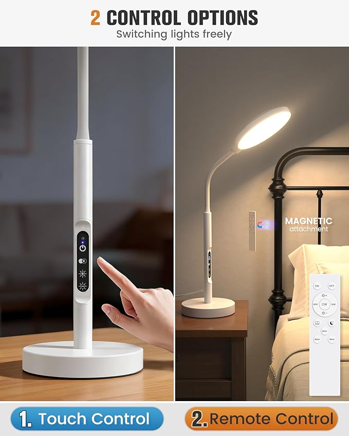 10000 Lux Light Therapy Lamp, Sunlight Therapy Lamps with 3 Color Temperatures &Dimmable &Timer, Full Spectrum &UV-Free Happy Lamp Light Therapy with Remote, Daylight Lamps for Home(White, Table Lamp)