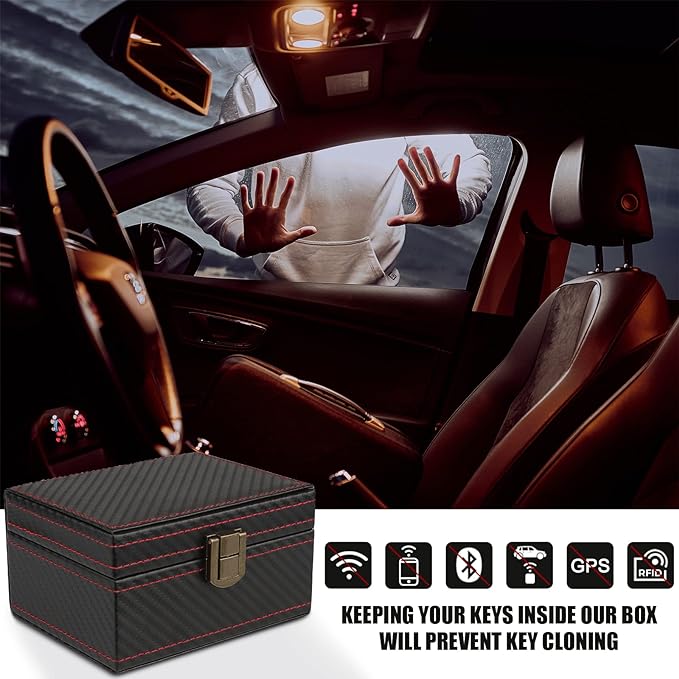 Diyife Faraday Box, RFID Box for Car Keys, Faraday Key Fob Protector Cage, Anti-Theft Key Fob Car Key Signal Blocking Shielding Box Gifts For Men, 4.6" x3.6" x2.5"