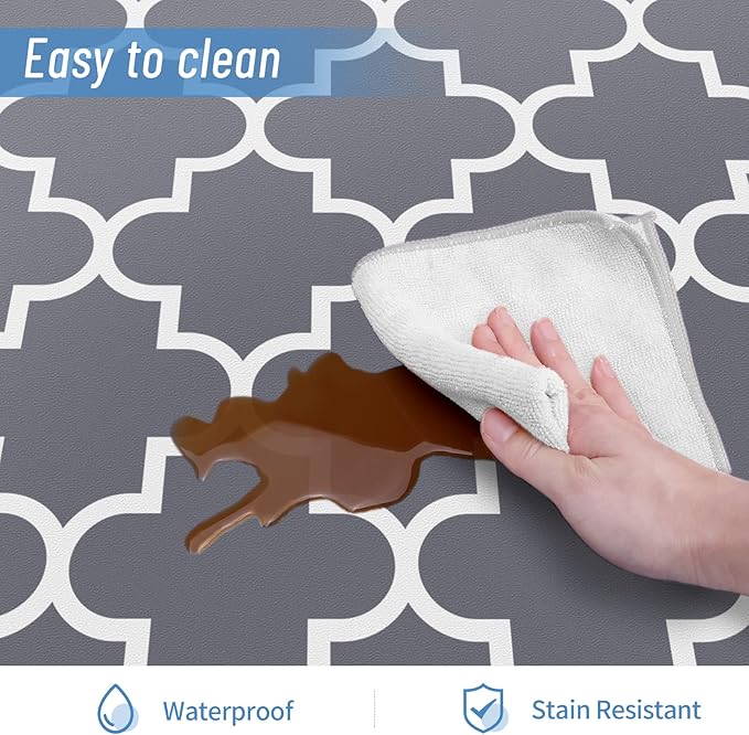 4/5 Inch Thick Kitchen Rugs, Kitchen Mat, Anti Fatigue Floor Mat, Waterproof Mats & Rugs, Heavy Duty PVC Ergonomic Comfort Standing Foam for Kitchen, Home, Office, Sink, Garage (24" x 17.3", Grey)